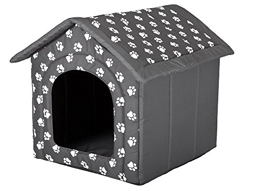 Hobbydog R1 BUDSWL4 Doghouse R1 38X32 cm Grey with Paws, XS, Gray, 600 g von Hobbydog