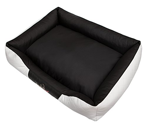 Hobbydog R3CEPBCZ5 Hundebett/Sofa/Korb Cesar Perfect Kunstleder, Kodura, weiß/schwarz, Größe R3, 95 x 73 x 23 cm von Hobbydog