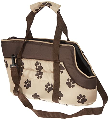 Hobbydog TORBWL4 Hundetasche Tragetasche Katzentasche, Größe 22 x 20 x 36 cm, beige mit Pfoten von Hobbydog