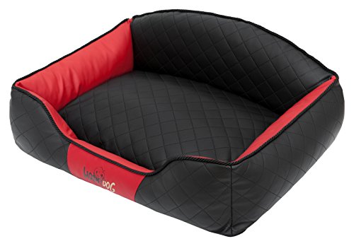 Hobbydog XLELICCB11 Hundebett/Sofa/Korb Elite mit Kunstleder, schwarz/rot, XL, 84 x 65 x 28 cm von Hobbydog