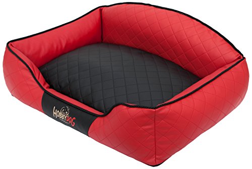 Hobbydog XLELICZP12 Hundebett/Sofa/Korb Elite mit Kissen Kunstleder, schwarz/rot, XL, 84 x 65 x 28 cm von Hobbydog