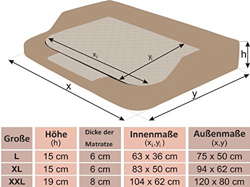 Hobbydog XXL MELBEB4 Hundebett Medico Lux (Kunstleder) Mit Ortopädische Viscomatte, XXL, Beige - Braun von Hobbydog