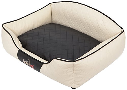 Hobbydog XXLELIBCP2 Hundebett/Sofa/Korb Elite mit Kissen Kunstleder, beige/schwarz, XXL, 110 x 85 x 30 cm von Hobbydog