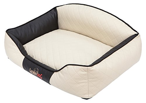 Hobbydog XXLELIBCZ4 Hundebett/Sofa/Korb Elite mit Kunstleder, beige/schwarz, XXL, 110 x 85 x 30 cm von Hobbydog