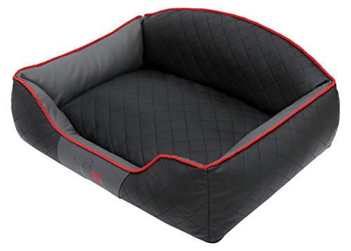 Hobbydog XXLELICZG10 Hundebett/Sofa/Korb Elite mit Kunstleder, schwarz/Graphit, XXL, 110 x 85 x 30 cm von Hobbydog