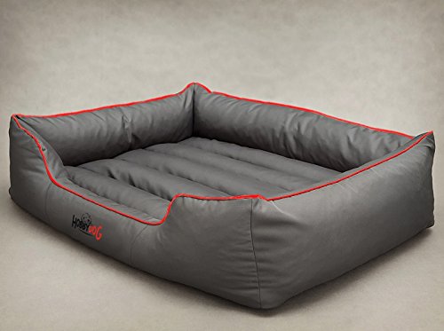 Hobbydog Hundebett Hundesofa Hundekorb Tierbett Verschiedene Größen und Farben Cordura Comfort (XL - 85x65x24, 12 - grau mit rot) von Hobbydog