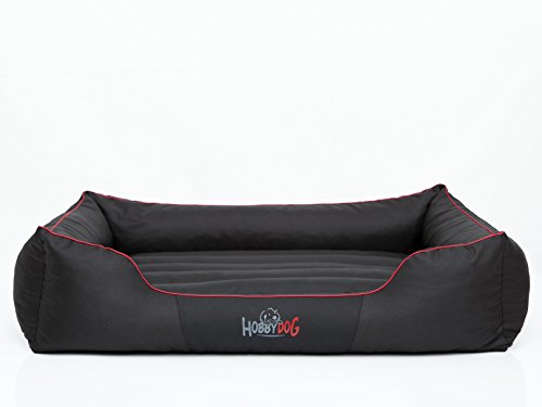 HobbyDog Hundebett Hundesofa Hundekorb Tierbett Verschiedene Größen und Farben Cordura Comfort (XXL - 110x90x25, 3 - schwarz mit rot) von Hobbydog