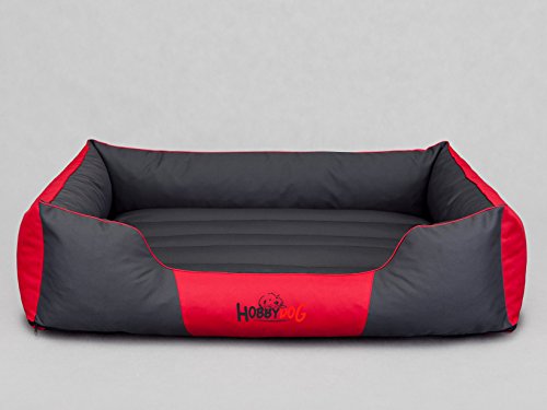 Hobbydog Hundebett Hundesofa Hundekorb Tierbett Verschiedene Größen und Farben Cordura Comfort (XXL - 110x90x25, 9 - rot mit grau) von Hobbydog