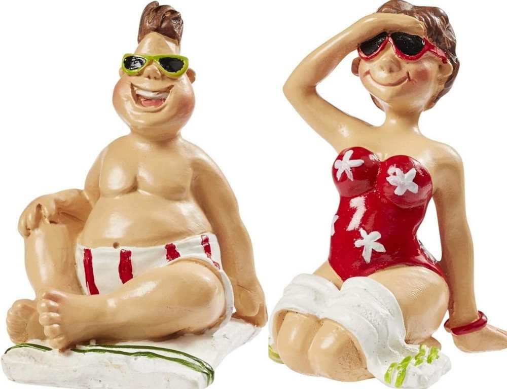 HobbyFun Dekofigur Bade Urlauber / Liegestuhl / Urlauberin / Bastelartikel (2 St), Miniatur Sammelfiguren, Tischdeko/ Ideal als Geschenk von HobbyFun