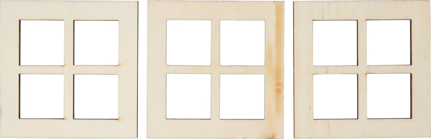 HobbyFun Dekofigur Miniatur Fenster quadratisch (3 St), schmale Tiefe 3 Stück 7 cm x 7cm von HobbyFun