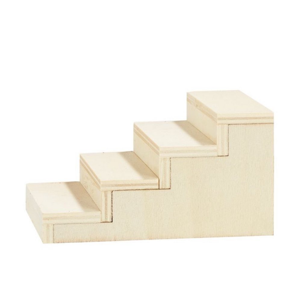HobbyFun Dekofigur Miniatur Treppe, 10,3x7x5,5cm, Holz natur von HobbyFun