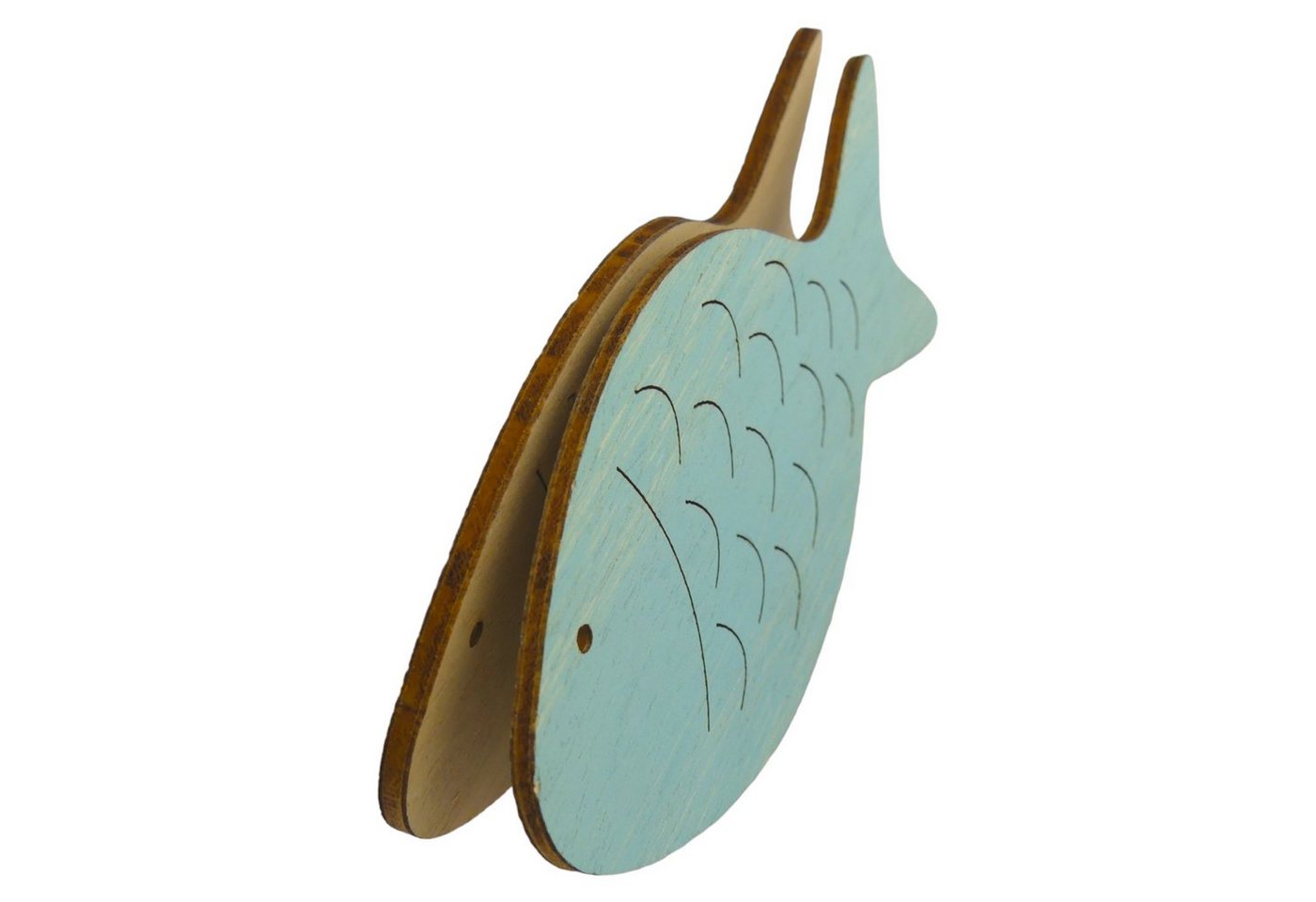 HobbyFun Tierfigur Holz Fisch mit Klammer Hellblau 10,5cm von HobbyFun