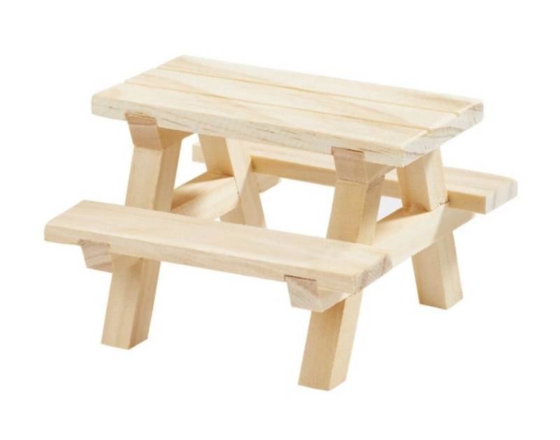 HobbyFun Wichtel Miniatur Tisch mit Bänken 8 x 8 x 5,5 cm - Wichtel- und Puppenstube von HobbyFun
