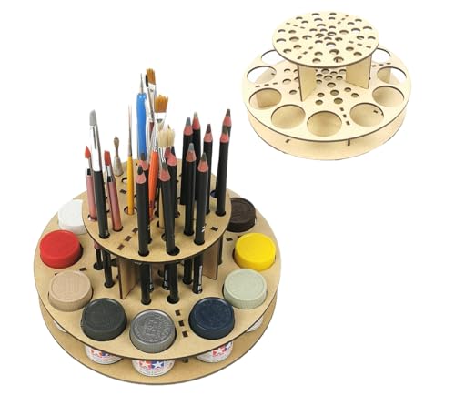 HobbyHold Holz Rund-Organizer für Modellbau: Farben & Pinsel Ständer - Farbständer - Paint Rack Organisator - Modellbau-Pinsel- & Stifthalter - Pinselhalter - Farbhalter Malpinselhalter - Farbregal HobbyHold Holz Rund-Organizer für Modellbau: Farben & Pinsel Ständer - Farbständer - Paint Rack Organisator - Modellbau-Pinsel- & Stifthalter - Pinselhalter - Farbhalter Malpinselhalter - Farbregal von HobbyHold