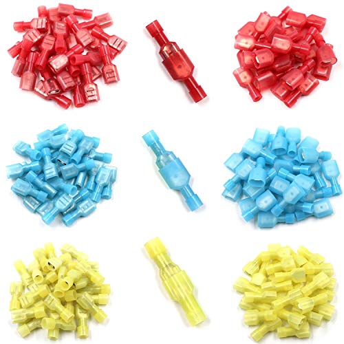 100 Stück, Flachsteckhülsen weiblich blau 1,5-2,5 mm² Verbinder aus Messing verzinnt Steckbreite 6,3mm Steckverbinder Vollisolierte Kabelsteckschuhe Kabelschuhe Verbinder Flachsteckhülsen aus Nylon von HobbyPower24
