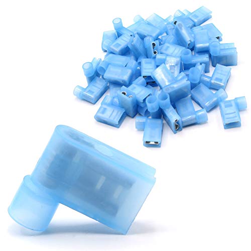 100 Stück Flachsteckhülsen weiblich 90 Grad blau 1,5-2,5 mm² Steckbreite 6,3mm Vollisolierte Steckverbinder Kabelsteckschuhe Kabelschuhe Verbinder aus Messing verzinnt von HobbyPower24