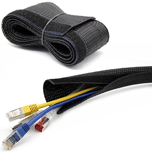 10m Flex Kabelschutz Kabelschlauch Klettverschluss schwarz Gewebeschlauch [Ø30mm] von HobbyPower24