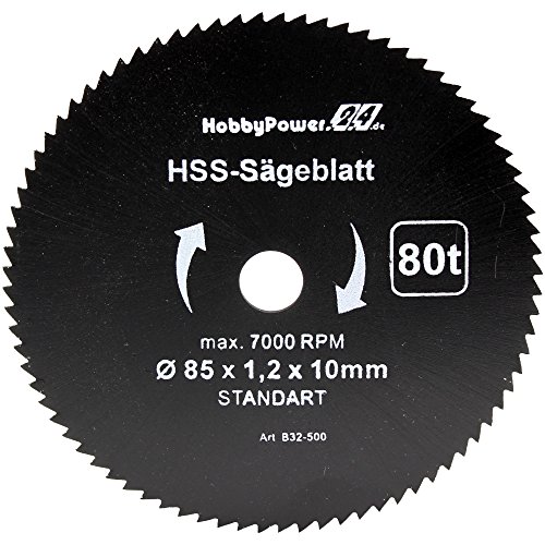 1x Mini Handkreissäge HSS Sägeblatt für Holz Kunststoff [ Ø 85 x 10 mm 80 Zähne ] von HobbyPower24