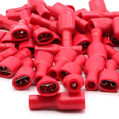 25x Flachsteckhülsen weiblich rot 0,5-1,5 mm² Steckbreite 6,3 mm Vollisoliert PVC Steckverbinder Kabelsteckschuhe Kabelschuhe Verbinder aus Messing verzinnt von HobbyPower24