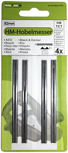 4 Stück HM Hartmetall Wendemesser/Hobelmesser Messer Länge 82mm für Bosch Elektrohobel Hobel PHO und GHO von HobbyPower24