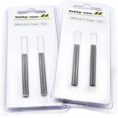 4 Stück Hartmetall Hobelmesser Wendemesser Messer Hobel für Elektrohobel HM 56 x 5.5 mm für Bosch GHO 12V-20 Akku Hobel von HobbyPower24