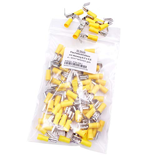 50 Stück Flachsteckhülsen mit Abzweig Abzweigverbinder gelb 4-6mm² 6,3mm, Flachsteckverteiler Kabelschuhe doppelt Steckverteiler Doppel 50 Stück Flachsteckhülsen mit Abzweig Abzweigverbinder gelb 4-6mm² 6,3mm, Flachsteckverteiler Kabelschuhe doppelt Steckverteiler Doppel von HobbyPower24