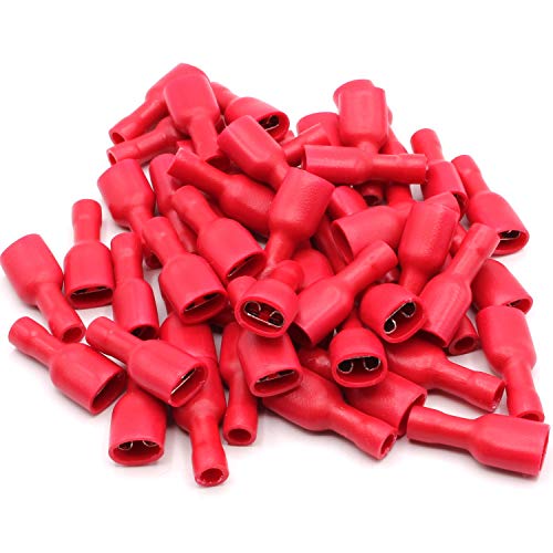 50x Flachsteckhülsen weiblich rot 0,5-1,5 mm² Steckbreite 6,3 mm Vollisoliert PVC Steckverbinder Kabelsteckschuhe Kabelschuhe Verbinder aus Messing verzinnt von HobbyPower24