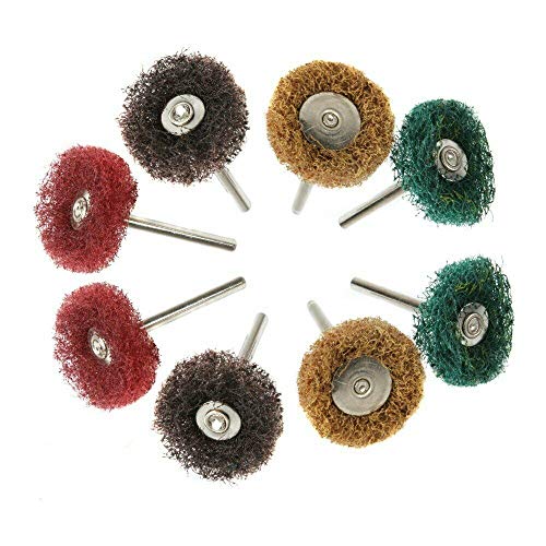 6 Stück Schleifscheibe aus Vlies in verschiedenen Körnung erhältlich 80, 150, 240 oder in 300 z.B für Dremel, Proxxon und andere Rotationswerkzeuge geeignet (Gelb Körnung 80) von HobbyPower24