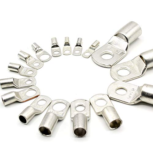 Rohrkabelschuhe 50 mm² Loch-Ø M8 aus Kupfer verzinnt Unisoliert Kabelschuhe Ring SC Kabel-Verbinder SC50-8 (40 Stück) von HobbyPower24