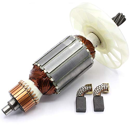 Rotor Anker Läufer Motor + Kohlebürsten inkl. Lüfter passend für Makita HM0810 HM0810B HM0810T von HobbyPower24