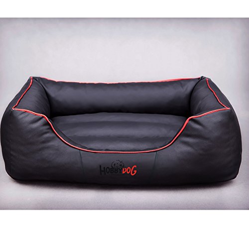 HobbyDog Hundesofa Tierbett Verschiedeneund Farben Cordura Comfort XXXL, 140 x 115 x 25 cm Schwarz mit Rot von Hobbydog