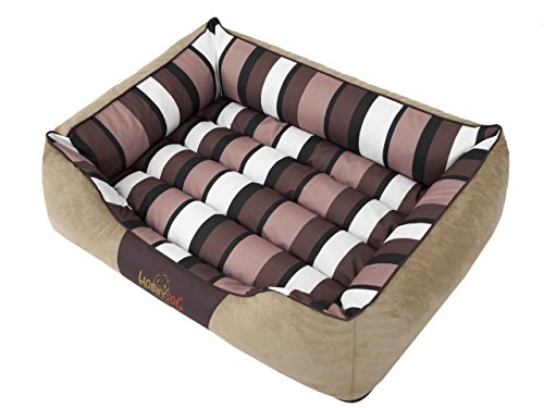 Hobbydog L NICBEP6 Dog Bed Nice L 65X50 cm Beige Nubuck with Stripes, L, Beige, 1.8 kg von Hobbydog