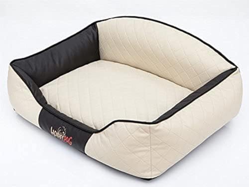 Hobbydog XXL ELIBEB3 Dog Bed Elite XXL 110X85 cm Beige with Brown Sides, XXL, Multicolored, 4.5 kg von Hobbydog