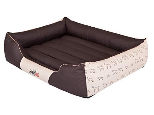 Hobbydog XXL PREBWP12 Dog Bed Prestige XXL 110X90 cm Beige with Paws, XXL, Beige, 5.8 kg von Hobbydog