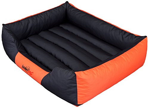 Hobbydog CORCZP7 Hundebett Hundesofa Hundekorb Tierbett Comfort, XXL, 108 x 88 cm, schwarz mit orange von Hobbydog