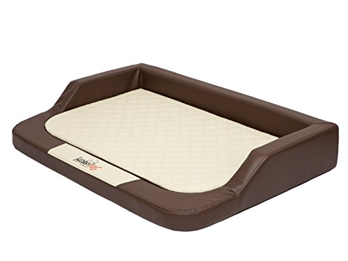 Hobbydog L Melbrb3 L 75x50 (R1) Hundebett Medico Lux (Kunstleder) Grau - Braun - Beige Ortopädische Viscomatte, L, Braun - Beige von Hobbydog