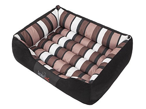 Hobbydog L NICCZP7 Dog Bed Nice L 65X50 cm Black Nubuck with Stripes, L, Black, 1.8 kg von Hobbydog