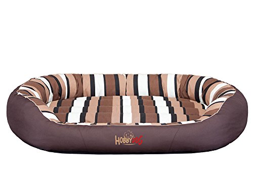 Hobbydog L OWABRP6 Dog Bed Oval L 65X60 cm Brown Stripes, L, Brown, 2.2999999999999998 kg von Hobbydog