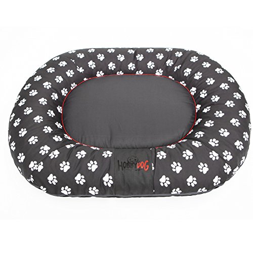 Hobbydog L PPRSZL3 Dog Bed Pontoon L 65X90 cm Gray with Paws, L, Gray, 2.4 kg von Hobbydog