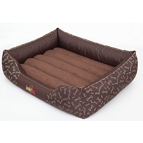 Hobbydog L PREKOS14 Dog Bed Prestige L 65X50 cm Brown with Bones, L, Brown, 1.8 kg von Hobbydog