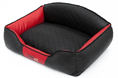 Hobbydog LELICCB11 Hundebett/Sofa/Korb Elite mit Kunstleder, schwarz/rot, L 65 x 50 x 24 cm von Hobbydog