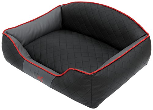 Hobbydog LELICZG10 Hundebett/Sofa/Korb Elite mit Kunstleder, schwarz/Graphit, L 65 x 50 x 24 cm von Hobbydog