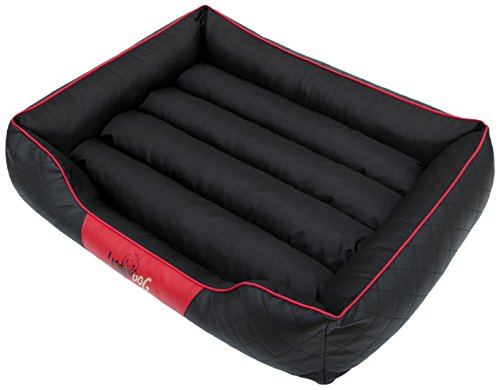 Hobbydog R5CESCZC1 Hundebett/Sofa/Korb Cesar Standard mit Streifen Kunstleder, Kodura, schwarz/rot, Größe R5, 125 x 98 x 25 cm von Hobbydog