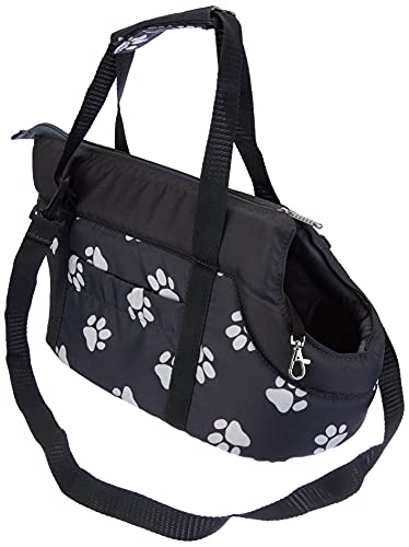 Hobbydog TORGWL2 Hundetasche Tragetasche Katzentasche, Größe 22 x 20 x 36 cm, grau mit Pfoten von Hobbydog