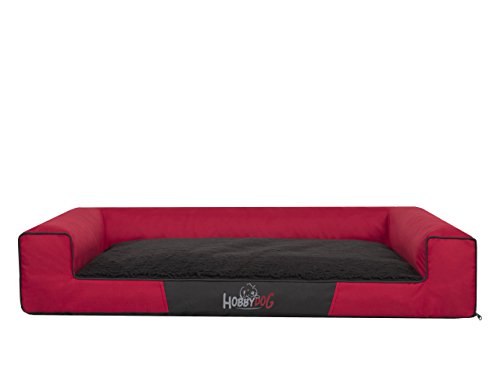 Hobbydog XL VIECZE5 Dog Bed Victoria Exclusive XL 100X66 cm Red with Black Mattress, XL, Multicolored, 4.2 kg von Hobbydog
