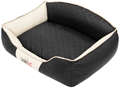 Hobbydog XXLELICZB6 Hundebett/Sofa/Korb Elite mit Kunstleder, schwarz/beige, XXL, 110 x 85 x 30 cm von Hobbydog