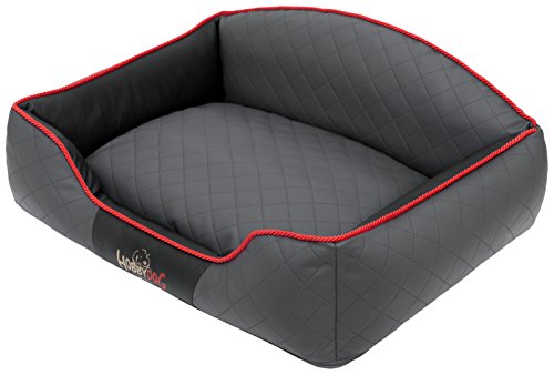 Hobbydog XXLELIGRC9 Hundebett/Sofa/Korb Elite mit Kunstleder, grau/schwarz, XXL, 110 x 85 x 30 cm von Hobbydog