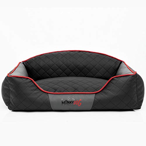 Hundebett Hundekorb Hundesofa für Haustier Mittlere Hunde Waschbar - Elite XL - Schwarz mit Grau von Hobbydog