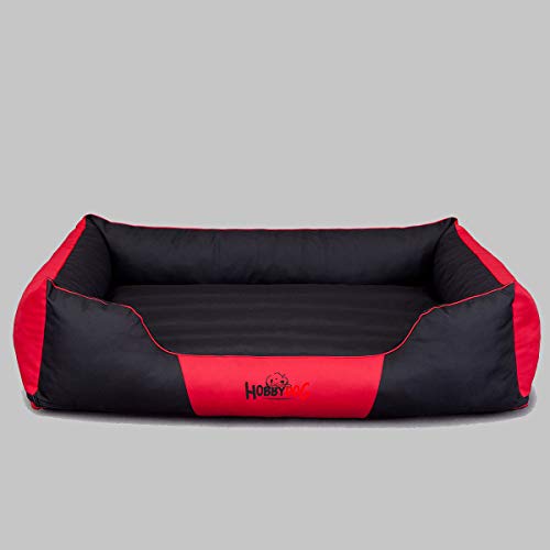 HobbyDog Hundebett Hundekorb Hundesofa für Haustier Kleine Hunde Waschbar - Comfort XL - Rot mit Schwarz von Hobbydog