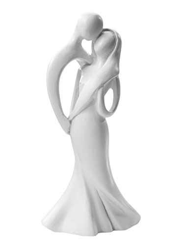 Brautpaar: küssendes Hochzeitspaar, 10 cm, weiß, moderner Stil, Polyresin von Hobbyfun